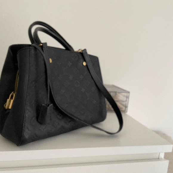 Louis Vuitton Black Monogram Empreinte Leather Montaigne MM Tote Bag - Picture 5 of 7